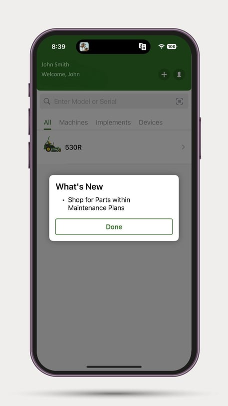 Equipment Mobile App John Deere Shop Integration