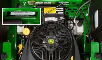 John Deere residential mower engine serial number location
