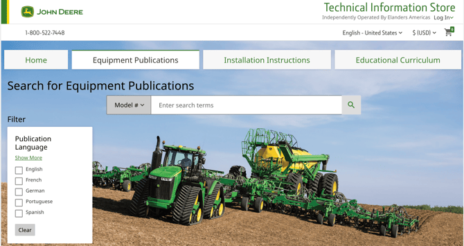 John Deere Product Manuals and Service Guides for Equipment