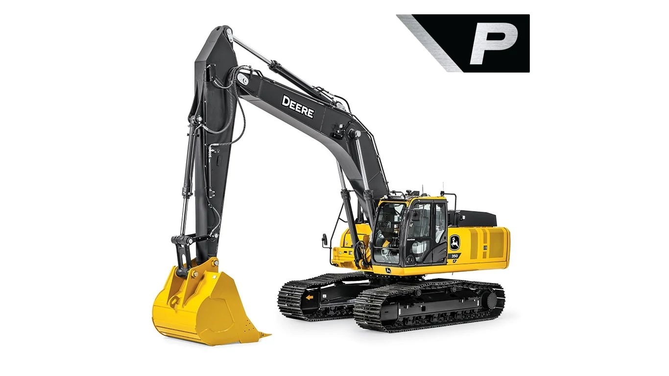 Studio image of a 350 P-Tier Mid-Size Excavator