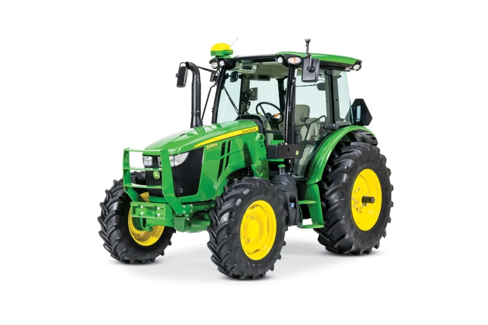 Studio image with a front left view of a 5095M Utility Tractor