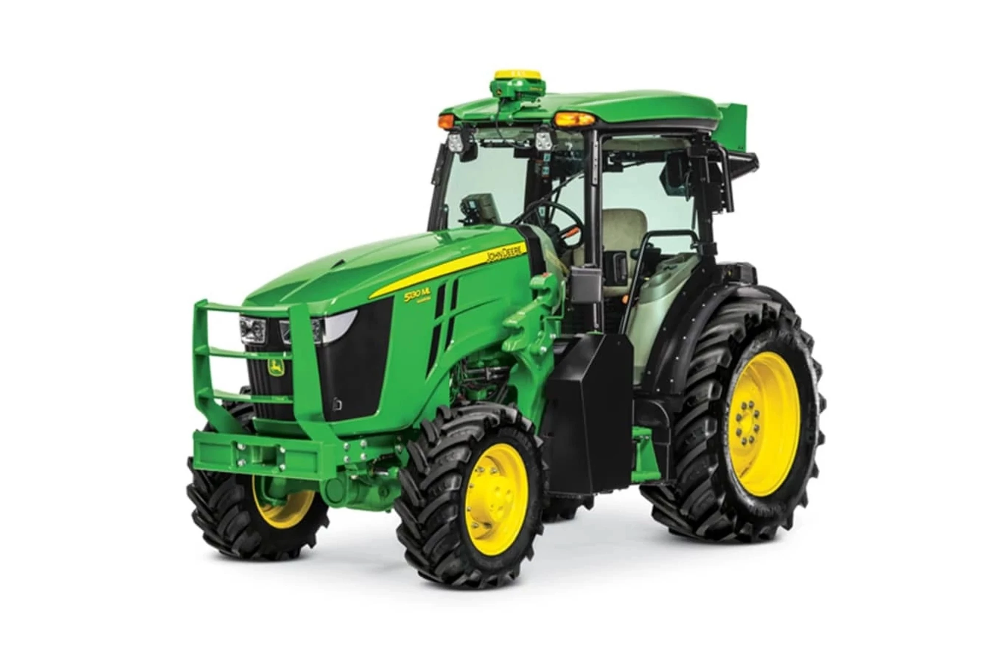 Studio image with a front left view of a 5130ML Utility Tractor