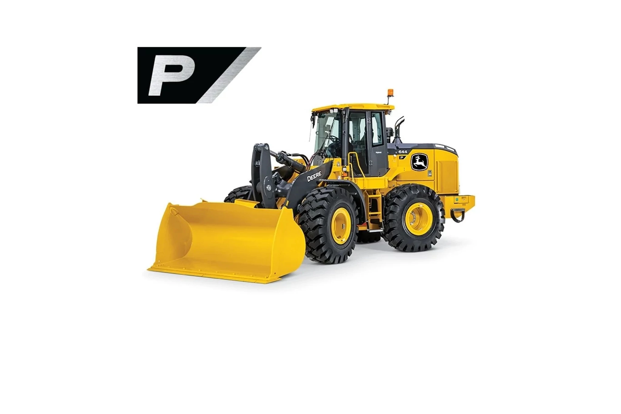 Studio image with a front left view of a 644 P-Tier Mid-Size Wheel Loader