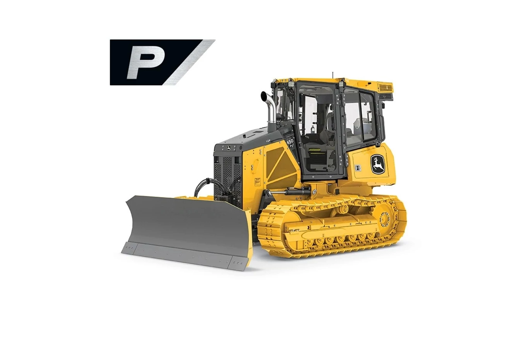 Studio image with a front left view of a 650P Cralwer Loader