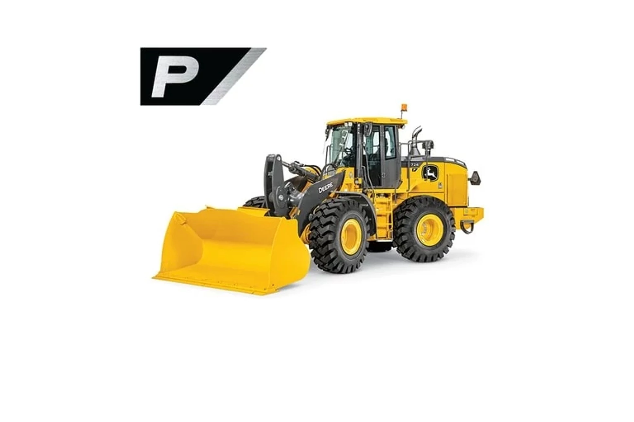 Studio image with a front left view of a 724 P-Tier Mid-Size Wheel Loader