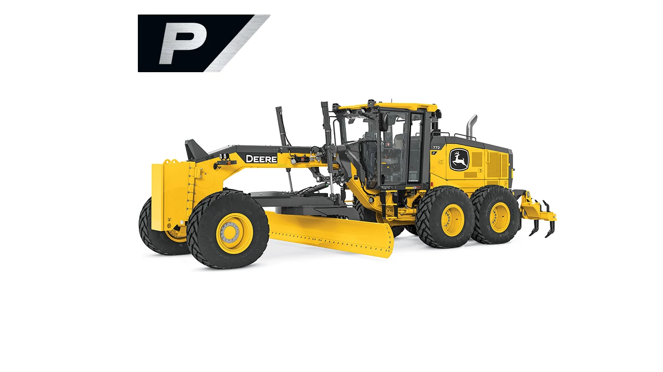 Studio front left, side view of a 772 P-Tier Motor Grader