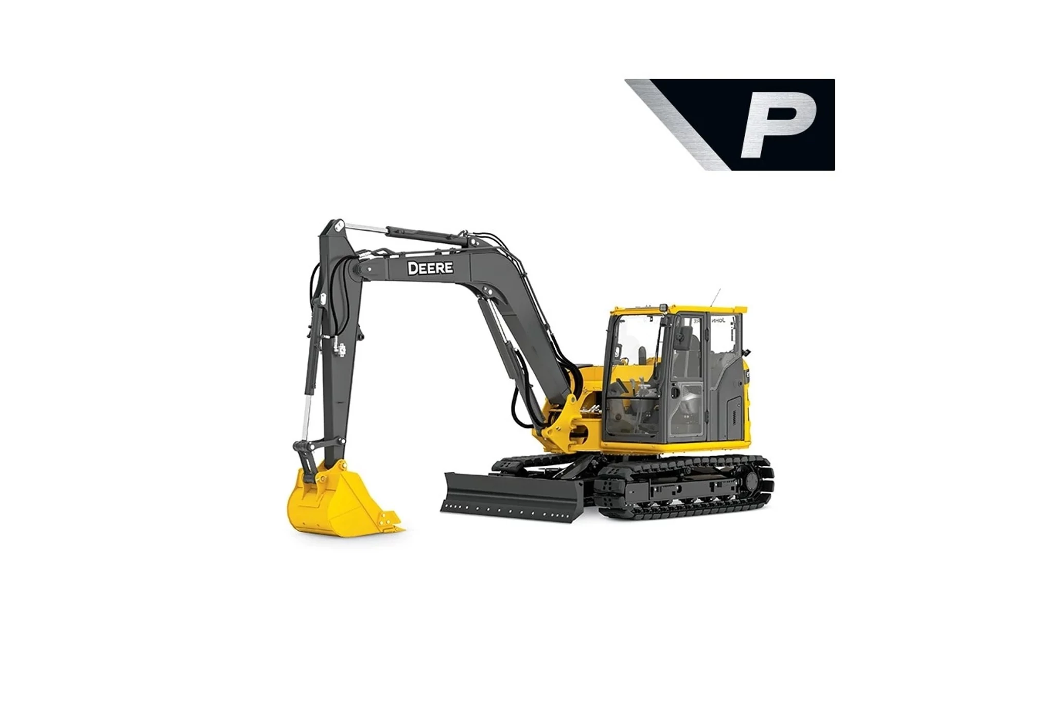 Studio image with a front left view of an 85 P-Tier Mid-Size Excavator