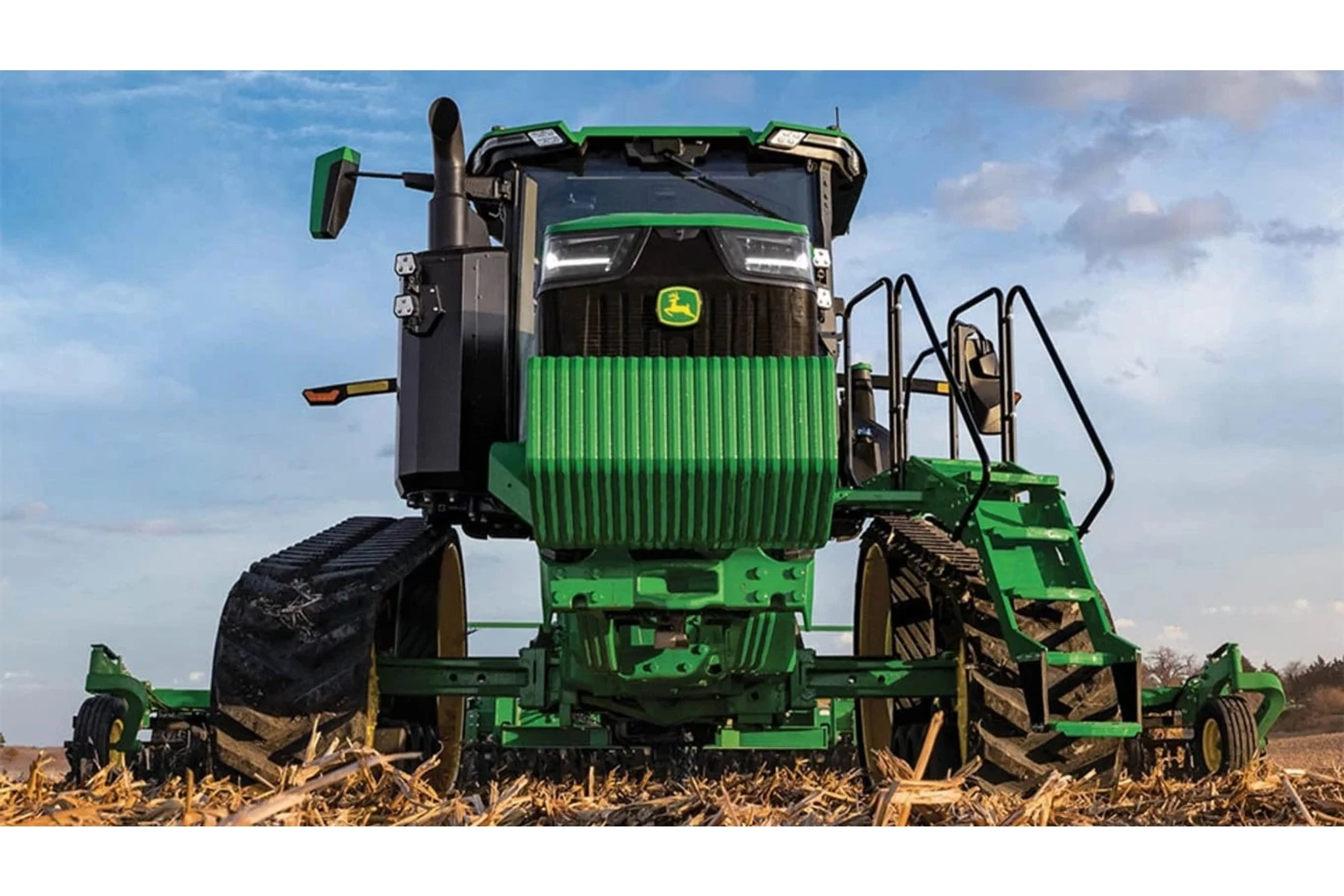 8RT 310 Two-Track Tractor in a harvested corn field