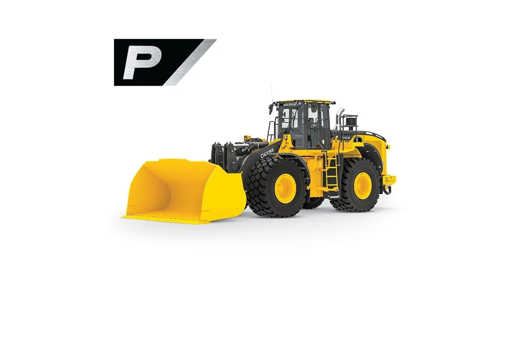 Studio image with a front left view of a 904 P-Tier Wheel Loader