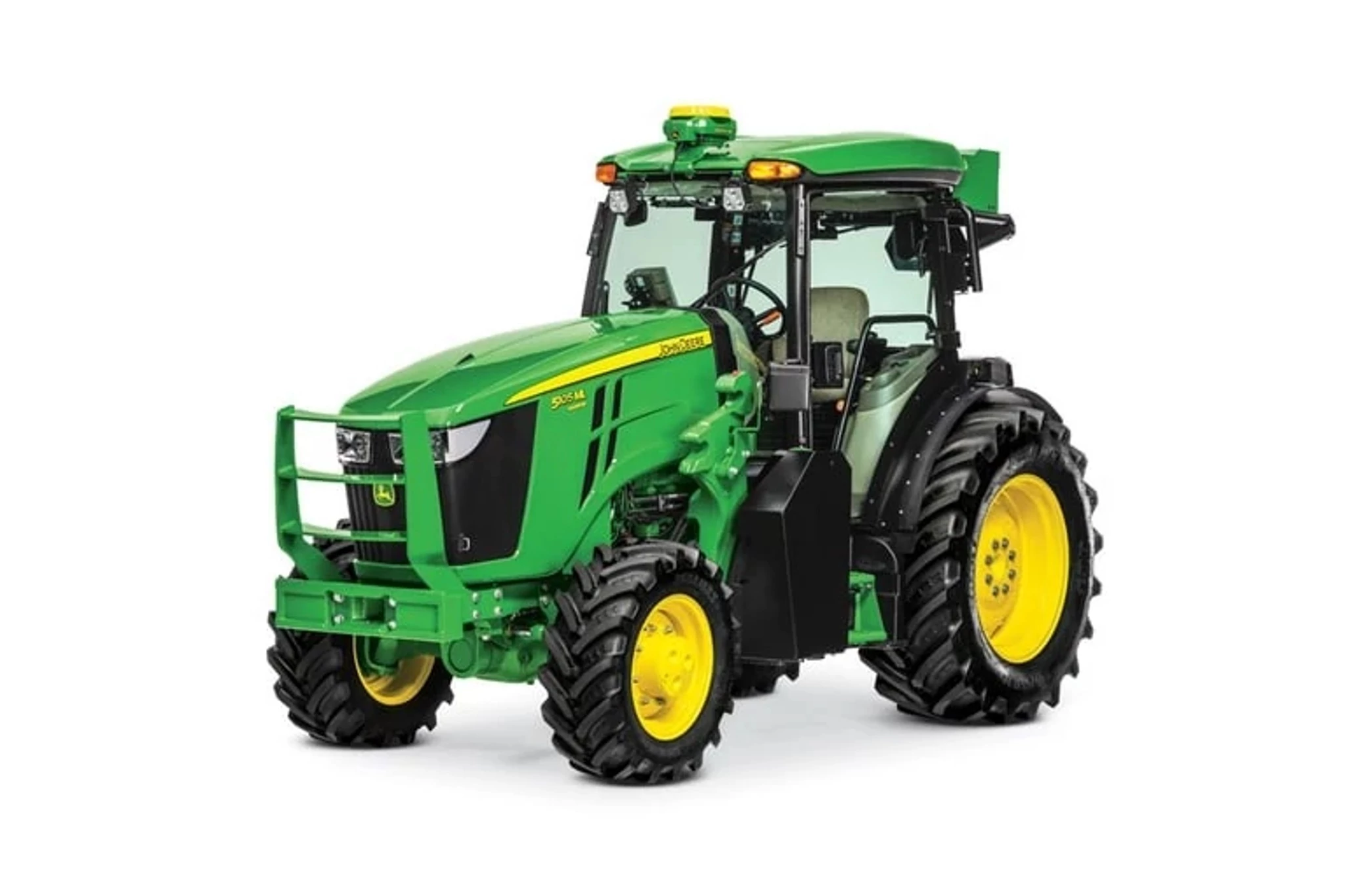 Studio image with front left view of 5105ML low-profile utility tractor.