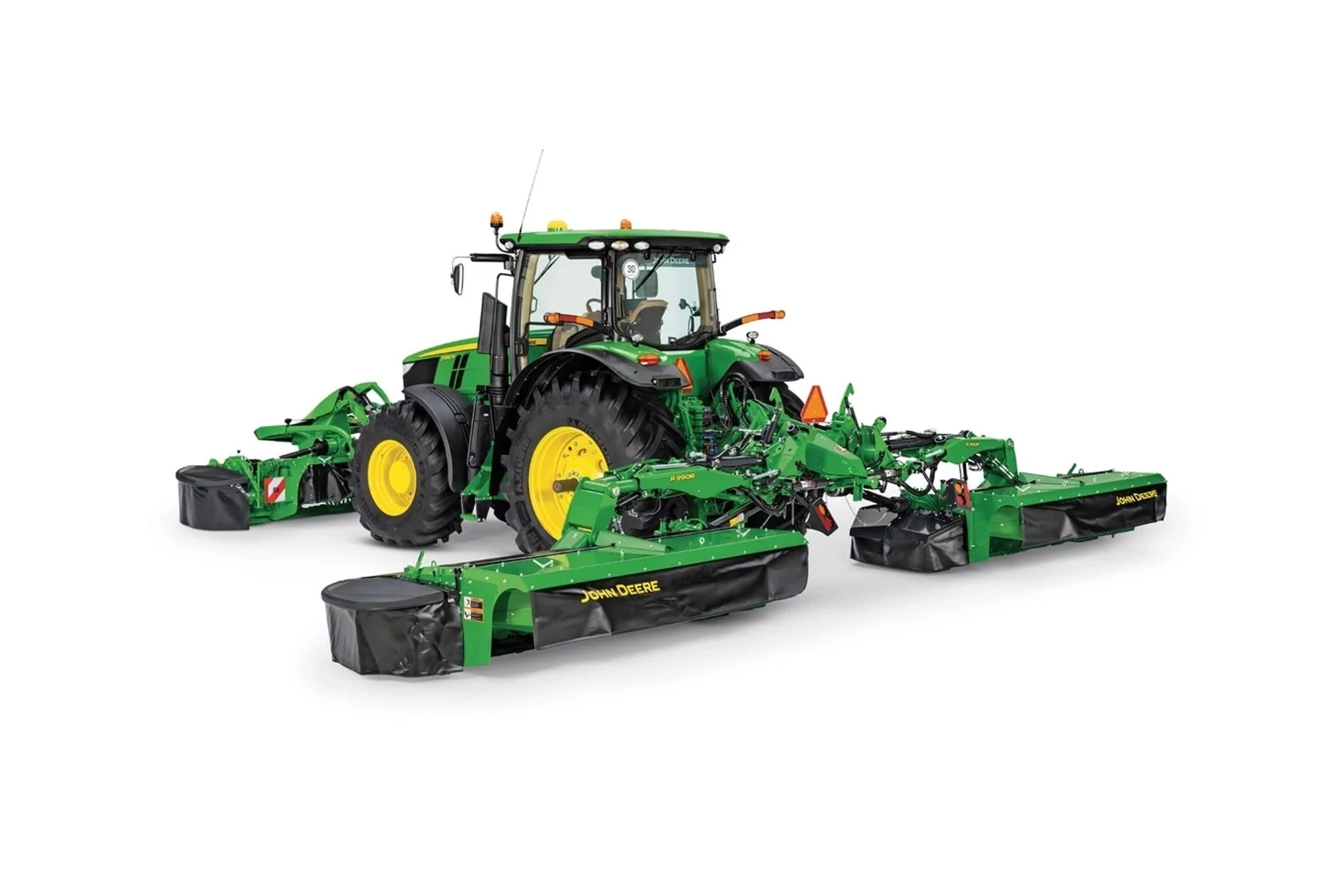 Rear left studio view of R990R Rear Mounted Mower-Conditioner