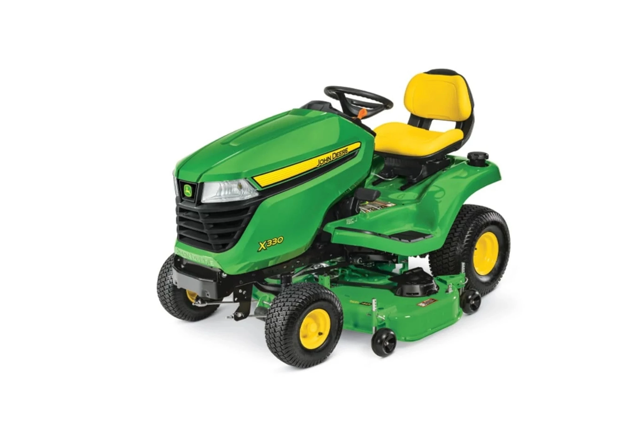 Studio front left view of a X330 (48 in. Deck) Lawn Tractor