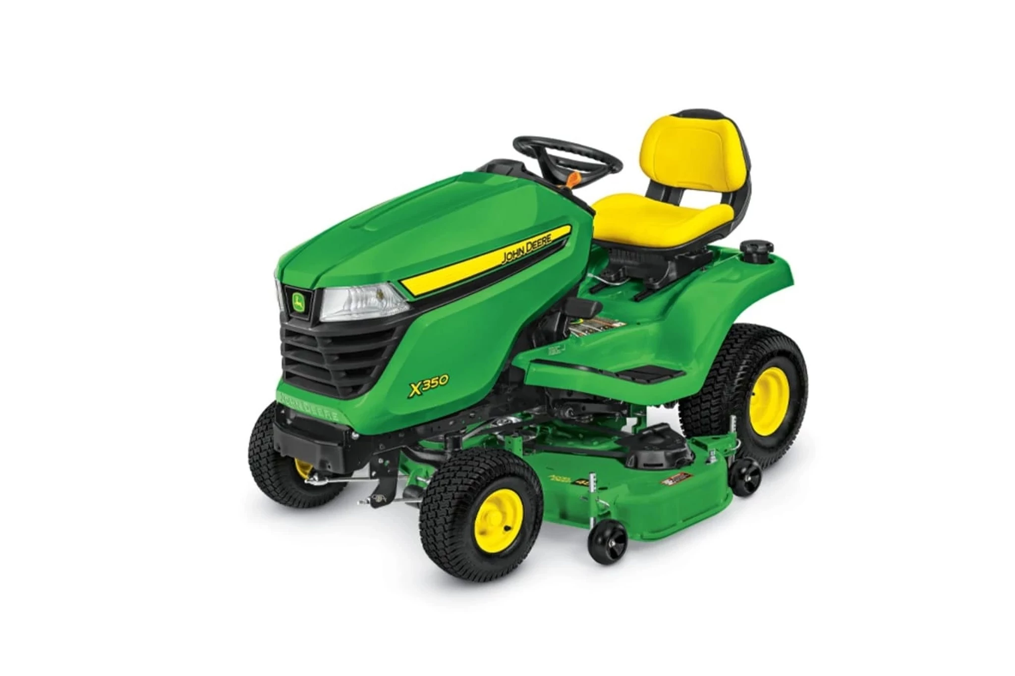 Studio front left view of a X350 Lawn Tractor with 48-inch Deck