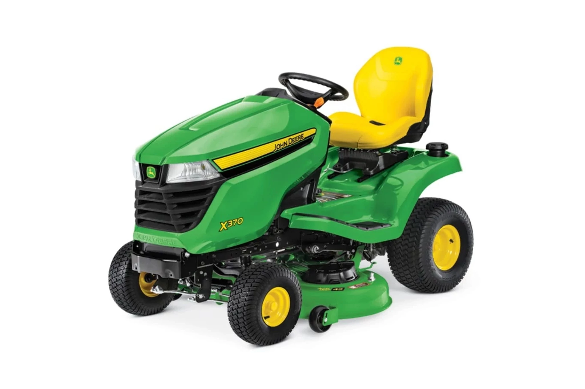 Studio image with a front left view of X370 Select Series Lawn Tractor