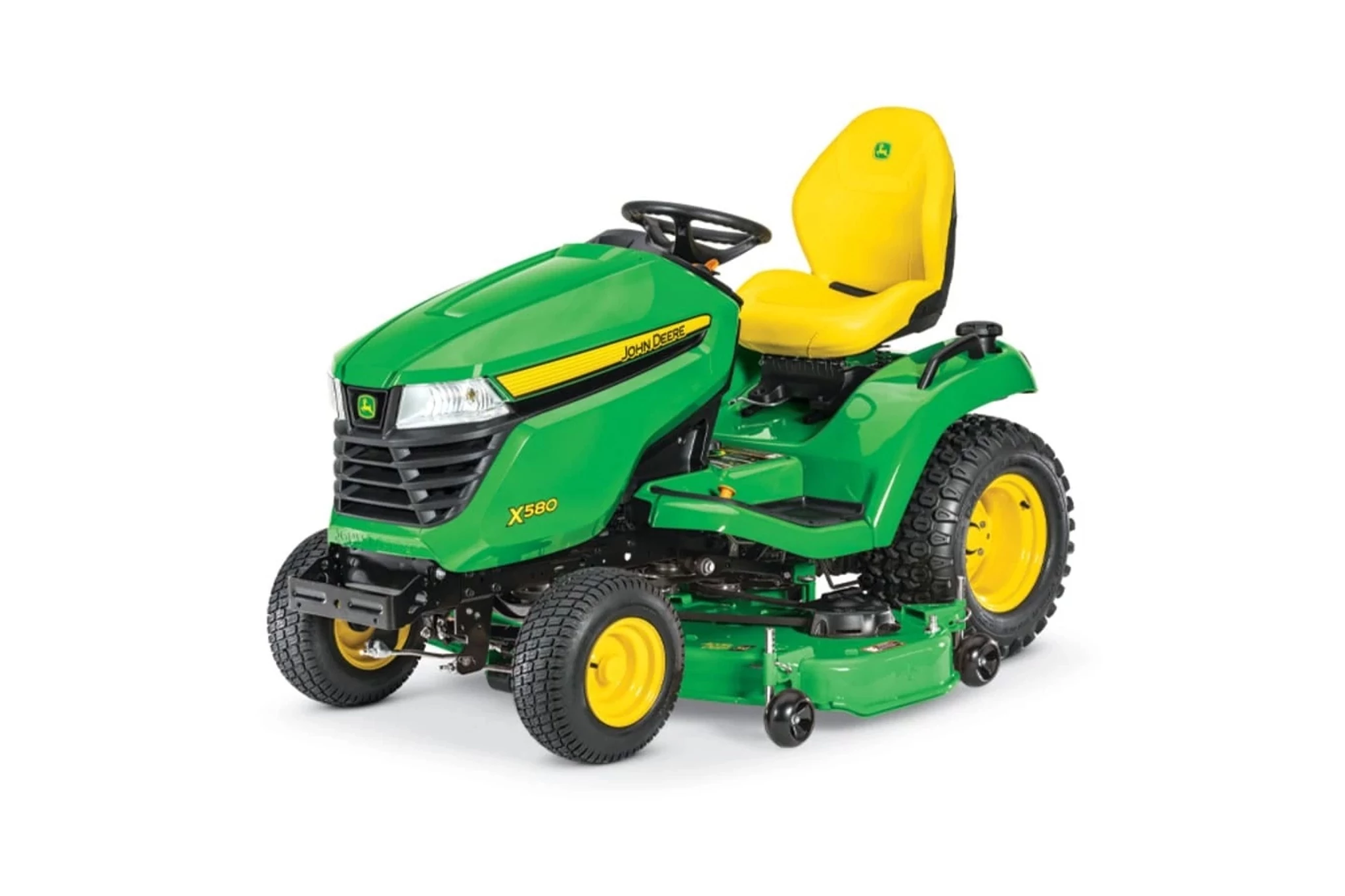 Studio image with a front left view of X580 deck Select Series Lawn Tractor